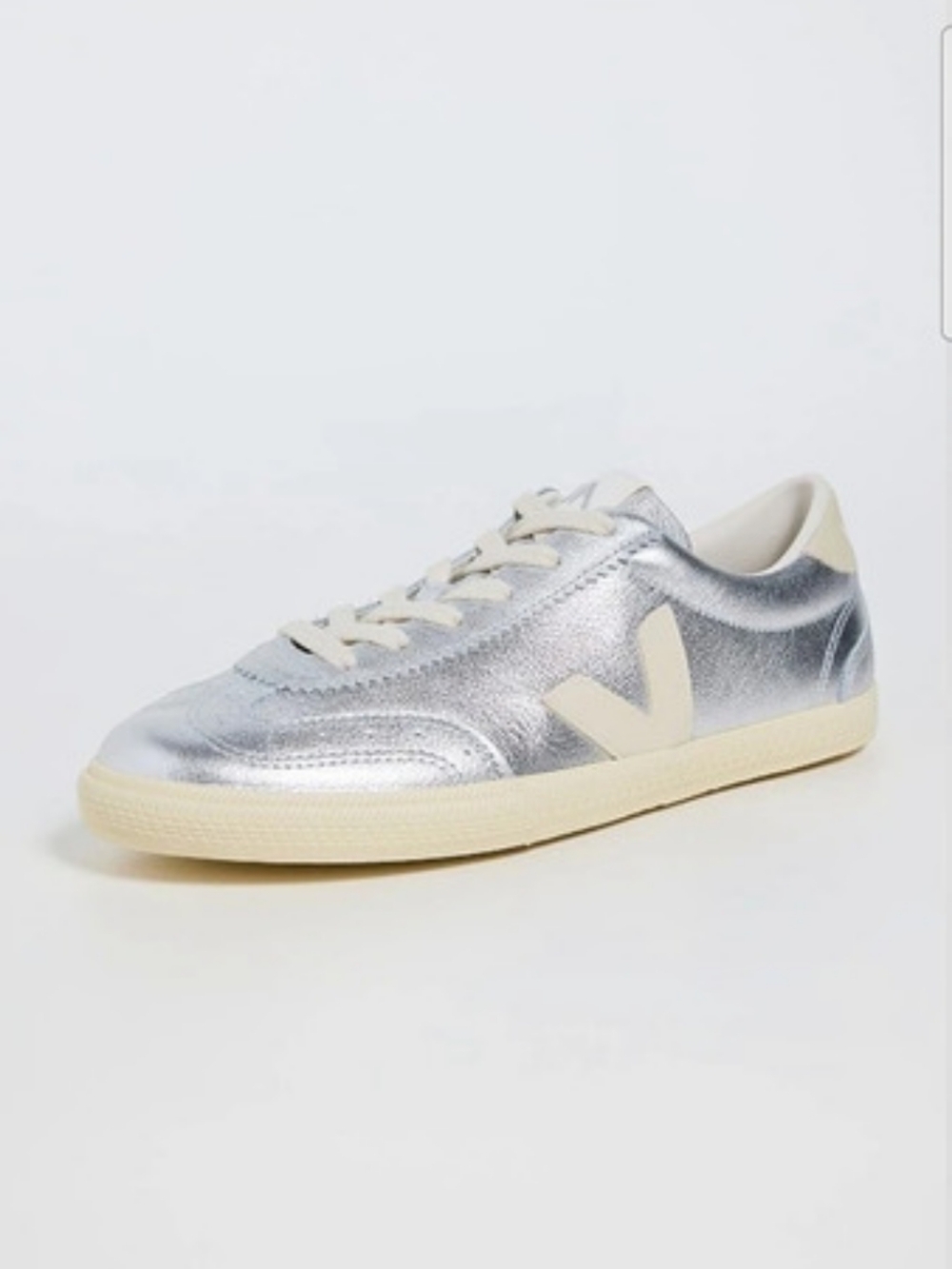 Veja Volley O.T. Leather Sneakers Leather Sneakers Silver & Off-white Women's 6